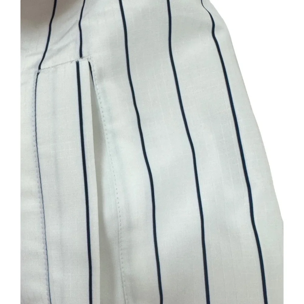 DSG Mens Coach's Jacket XL Pinstripe Pure White Water Repellent Snap Front New
